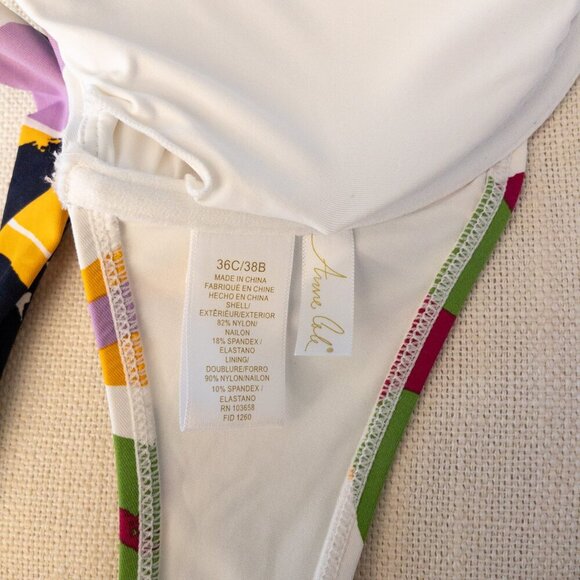 Anne Cole Floral Underwire Bikini Top 36C/38B Adjustable Straps Swimwear - Picture 3 of 3